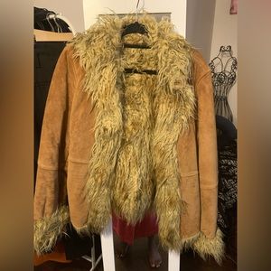 Cognac Suede Leather coat